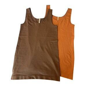 NWT Lot of 2 Skinnytees Spiced Orange And Brown Tank Tops One Size O/S